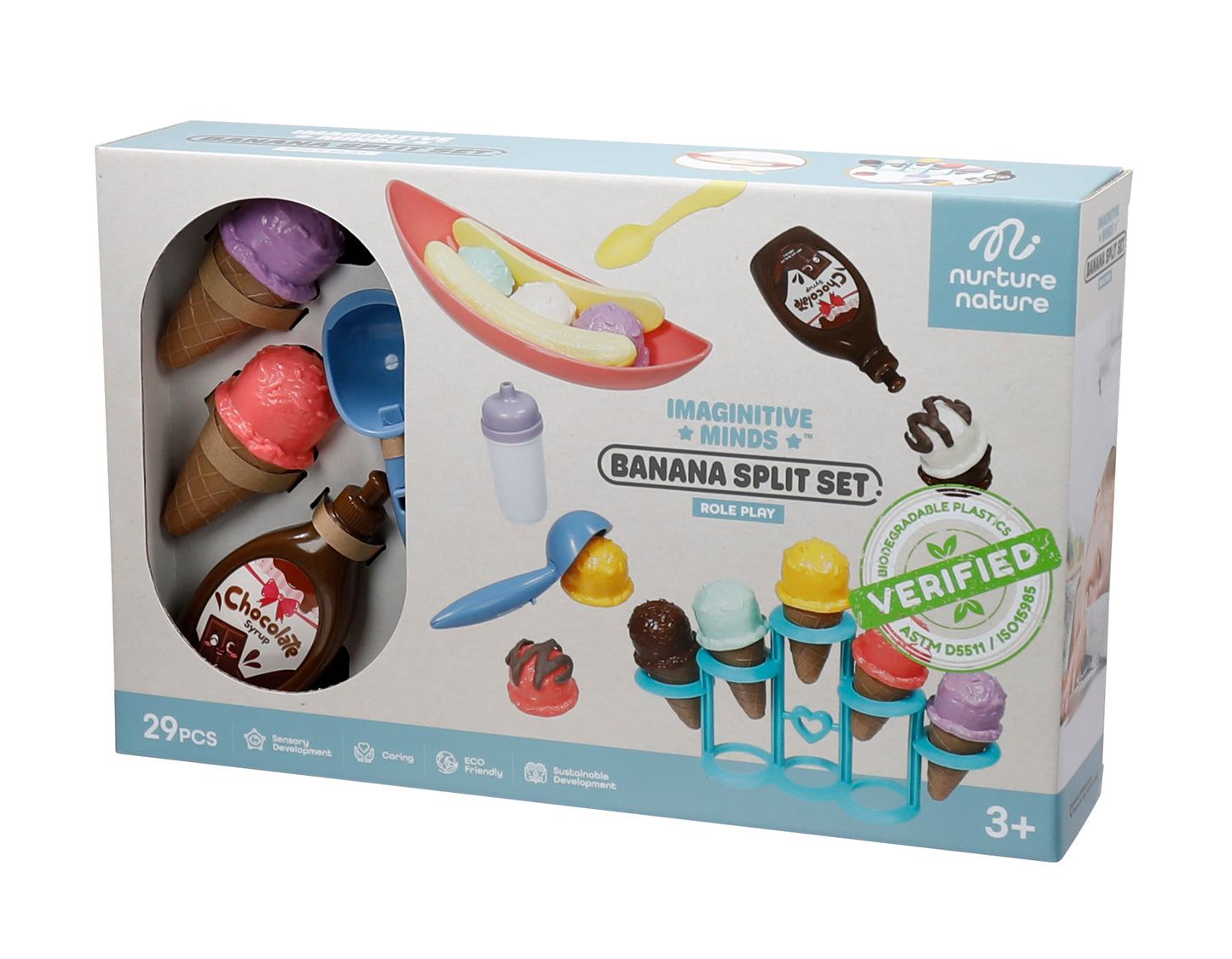 NurtureNature Biodegradable Banana Split Ice-Cream Play Set