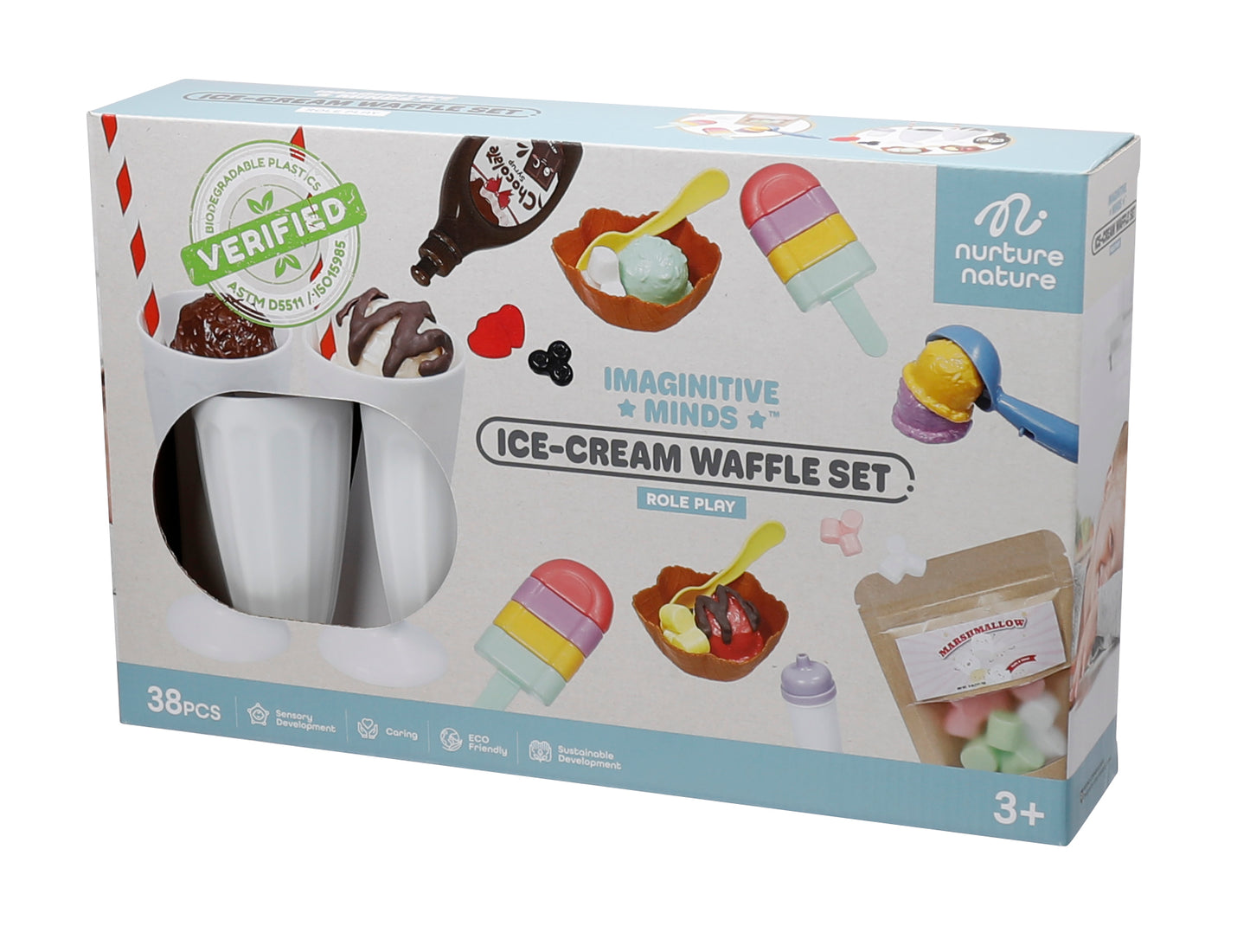 NurtureNature Biodegradable Ice-Cream Waffle Play Set